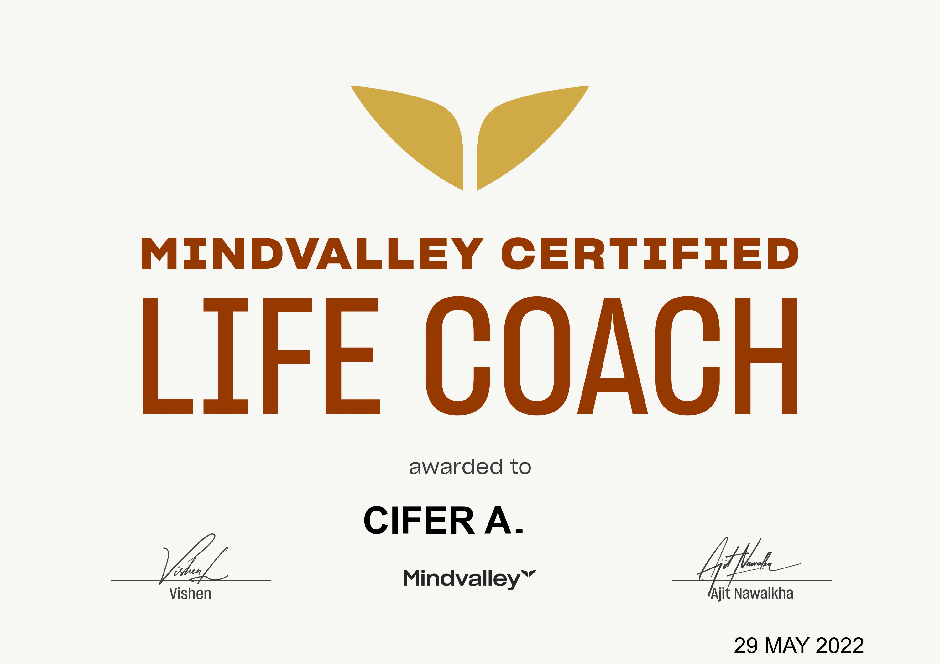 Certified Life Coaching certificate
